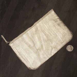 Indigo Small Metallic Faux Leather Pouch